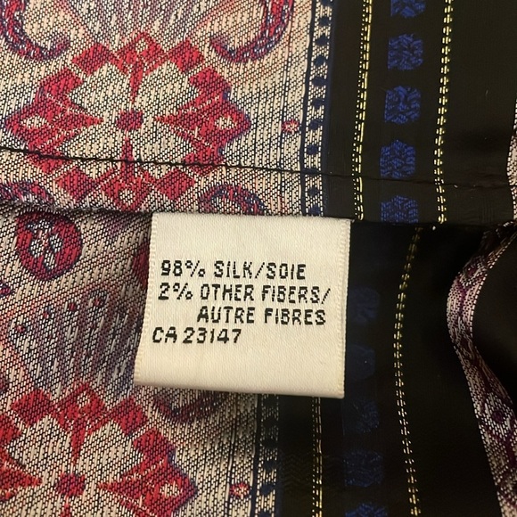 Talbots women’s 4 petite 4p small blazer jacket blouse Black pink pattern silk - Picture 8 of 10